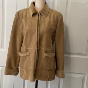 Paris Blues Camel Teddy Jacket, Faux Suede, Large
